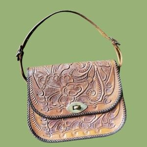 Vintage Leather Brown Hand Tooled Western bag